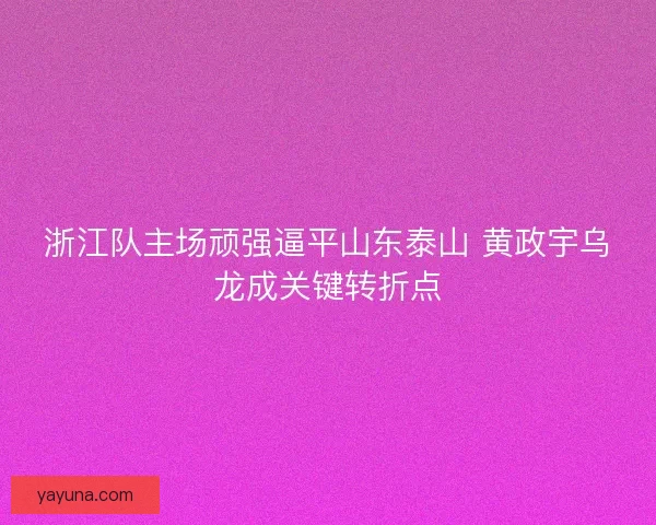 浙江队主场顽强逼平山东泰山 黄政宇乌龙成关键转折点