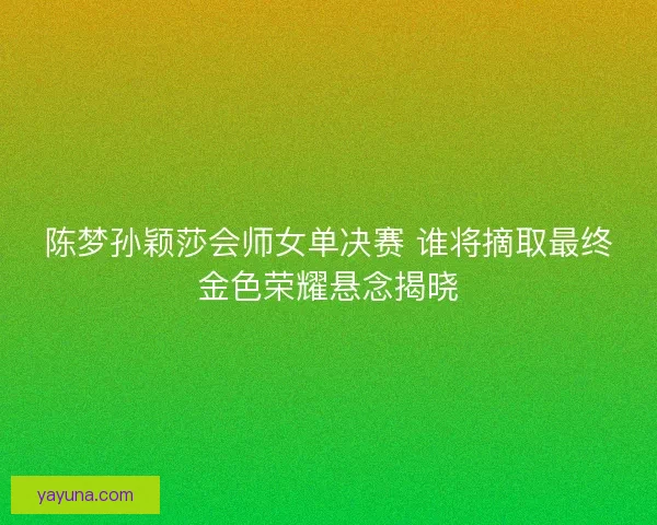 陈梦孙颖莎会师女单决赛 谁将摘取最终金色荣耀悬念揭晓